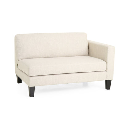 Canapé 3 places Miry avec 2 coussins, pieds en bouleau, polyester beige