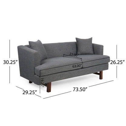 Canapé 3 places Miry avec 2 coussins décoratifs, similicuir gris anthracite