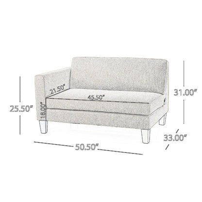 Canapé 3 places Miry, 2 coussins, pieds en bouleau, polyester gris classique