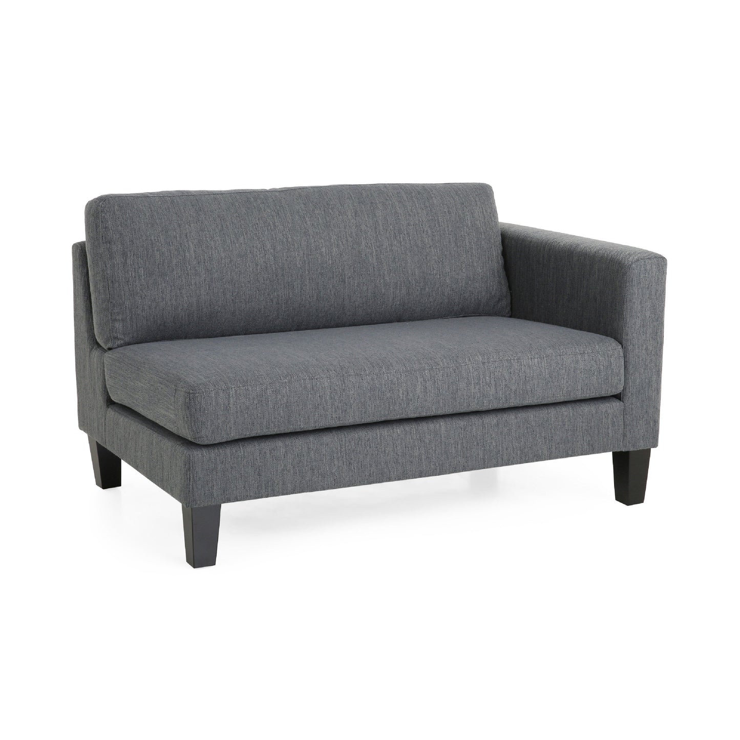 Canapé 3 places Miry, 2 coussins, pieds en bouleau, polyester gris classique