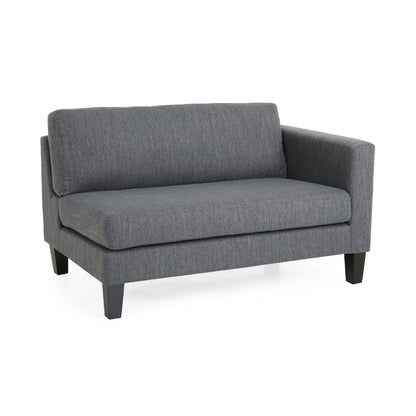 Canapé 3 places Miry, 2 coussins, pieds en bouleau, polyester gris classique