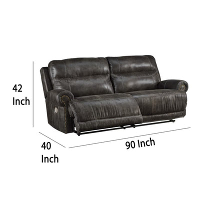 Canapé inclinable électrique Mitch, similicuir gris foncé, 90 pouces