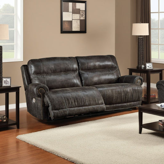 Canapé inclinable électrique Mitch, similicuir gris foncé, 90 pouces