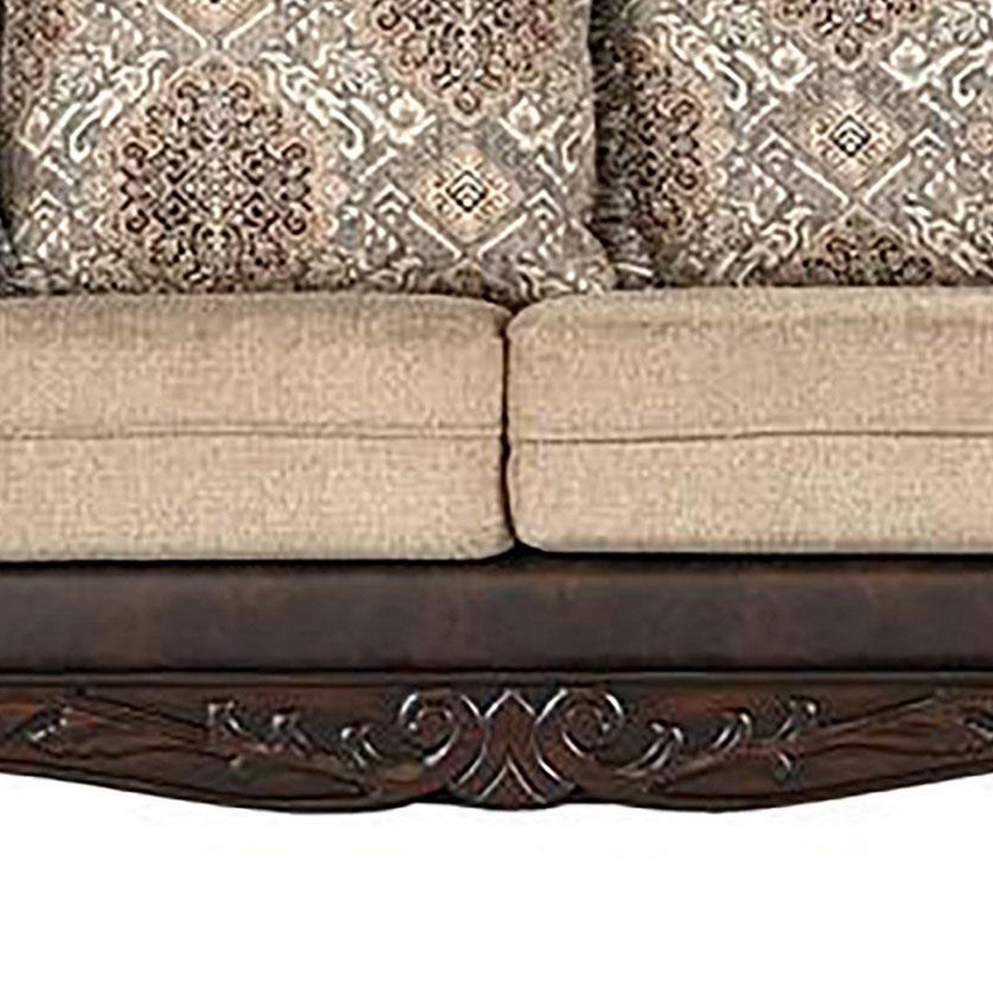 Canapé Miva 93 pouces avec coussins, accoudoirs roulés classiques, similicuir marron