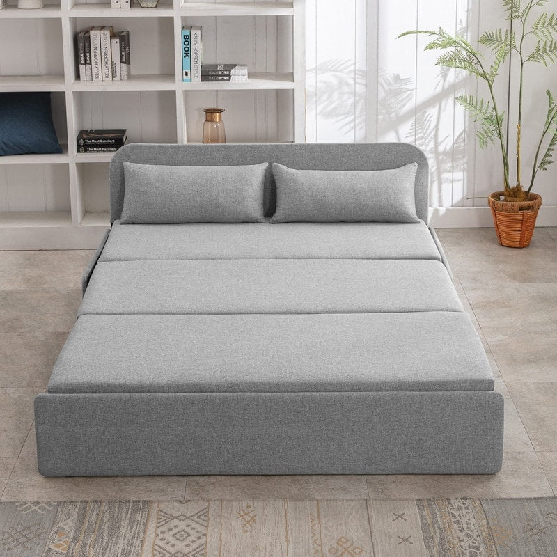 Canapé-lit convertible 2 en 1 Mixoy Linen, canapé-lit gigogne simple/queen avec matelas et coussins