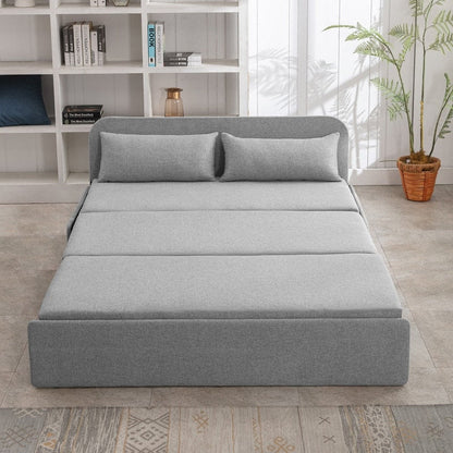 Canapé-lit convertible 2 en 1 Mixoy Linen, canapé-lit gigogne simple/queen avec matelas et coussins