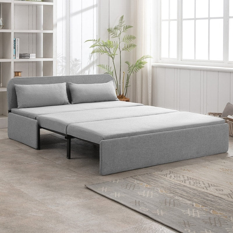 Canapé-lit convertible 2 en 1 Mixoy Linen, canapé-lit gigogne simple/queen avec matelas et coussins