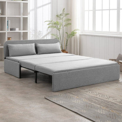 Canapé-lit convertible 2 en 1 Mixoy Linen, canapé-lit gigogne simple/queen avec matelas et coussins