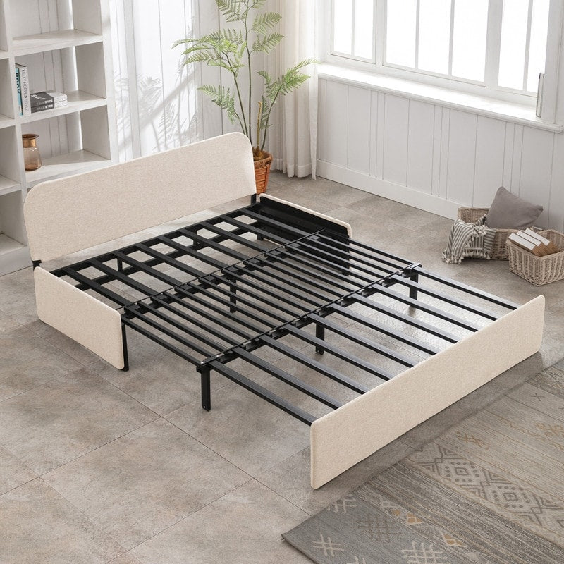 Canapé-lit convertible 2 en 1 Mixoy Linen, canapé-lit gigogne simple/queen avec matelas et coussins