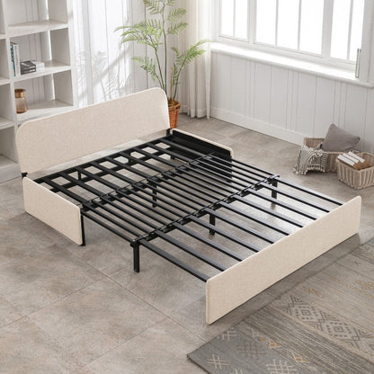 Canapé-lit convertible 2 en 1 Mixoy Linen, canapé-lit gigogne simple/queen avec matelas et coussins