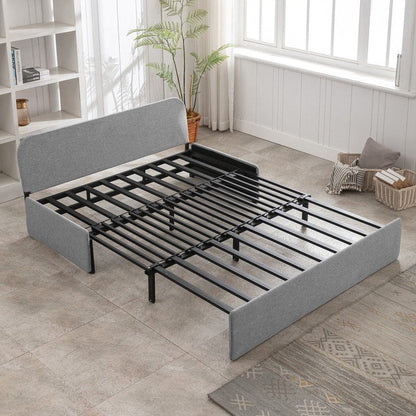 Canapé-lit convertible 2 en 1 Mixoy Linen, canapé-lit gigogne simple/queen avec matelas et coussins