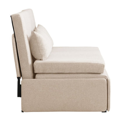 Canapé-lit convertible 2 en 1 Mixoy Linen, canapé-lit gigogne simple/queen avec matelas et coussins