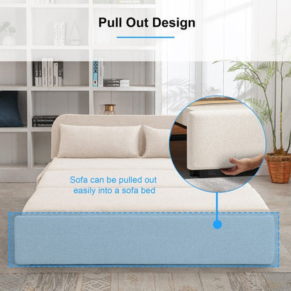 Canapé-lit convertible 2 en 1 Mixoy Linen, canapé-lit gigogne simple/queen avec matelas et coussins