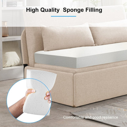 Canapé-lit convertible 2 en 1 Mixoy Linen, canapé-lit gigogne simple/queen avec matelas et coussins