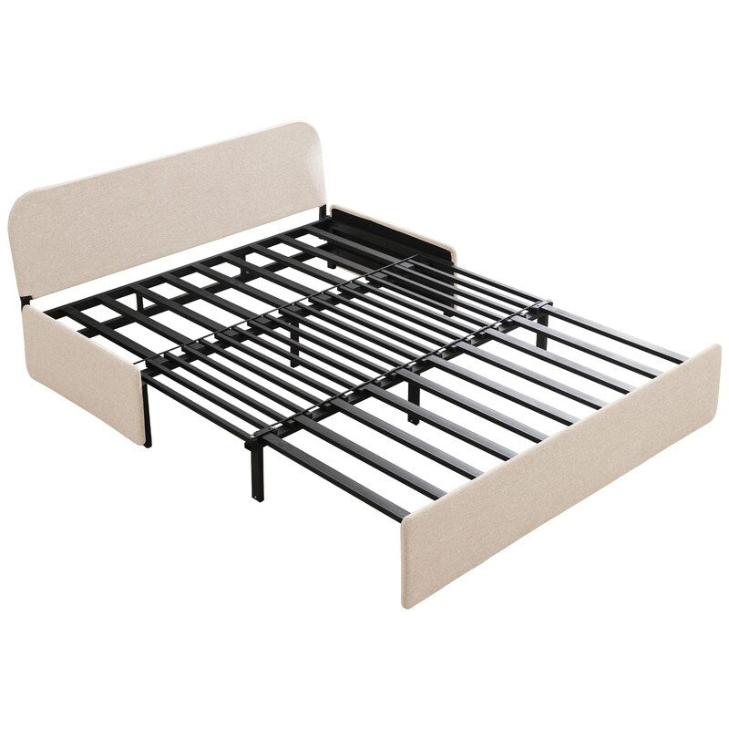 Canapé-lit convertible 2 en 1 Mixoy Linen, canapé-lit gigogne simple/queen avec matelas et coussins