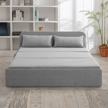 Canapé-lit convertible 2 en 1 Mixoy Linen, canapé-lit gigogne simple/queen avec matelas et coussins