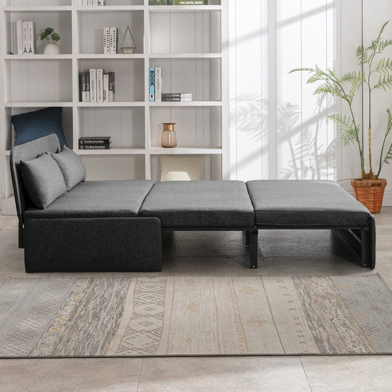 Canapé-lit convertible 2 en 1 Mixoy Linen, canapé-lit gigogne simple/queen avec matelas et coussins