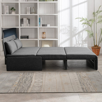 Canapé-lit convertible 2 en 1 Mixoy Linen, canapé-lit gigogne simple/queen avec matelas et coussins