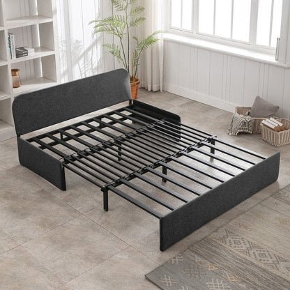 Canapé-lit convertible 2 en 1 Mixoy Linen, canapé-lit gigogne simple/queen avec matelas et coussins