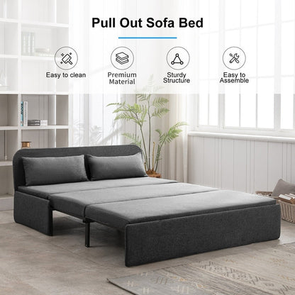 Canapé-lit convertible 2 en 1 Mixoy Linen, canapé-lit gigogne simple/queen avec matelas et coussins