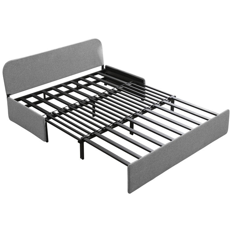 Canapé-lit convertible 2 en 1 Mixoy Linen, canapé-lit gigogne simple/queen avec matelas et coussins