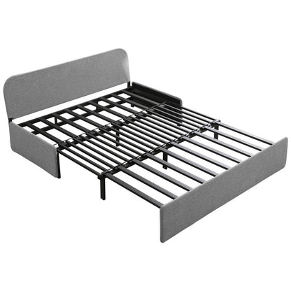 Canapé-lit convertible 2 en 1 Mixoy Linen, canapé-lit gigogne simple/queen avec matelas et coussins