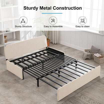 Canapé-lit convertible 2 en 1 Mixoy Linen, canapé-lit gigogne simple/queen avec matelas et coussins