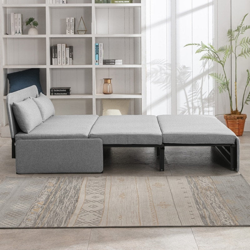 Canapé-lit convertible 2 en 1 Mixoy Linen, canapé-lit gigogne simple/queen avec matelas et coussins