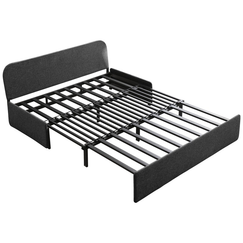 Canapé-lit convertible 2 en 1 Mixoy Linen, canapé-lit gigogne simple/queen avec matelas et coussins