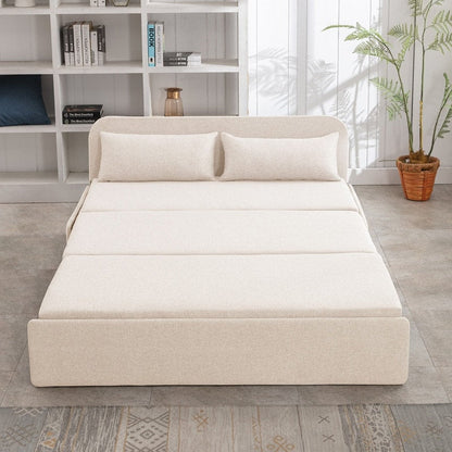 Canapé-lit convertible 2 en 1 Mixoy Linen, canapé-lit gigogne simple/queen avec matelas et coussins