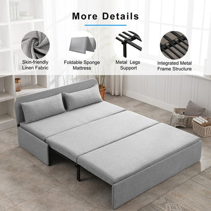 Canapé-lit convertible 2 en 1 Mixoy Linen, canapé-lit gigogne simple/queen avec matelas et coussins
