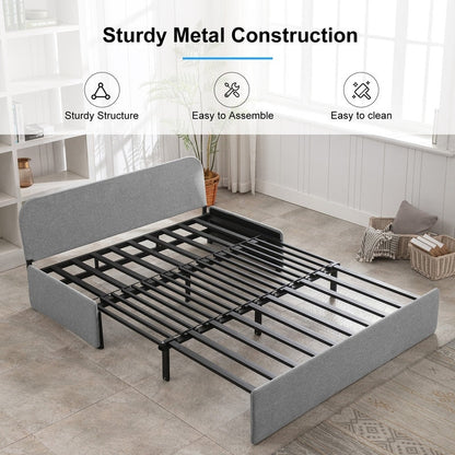 Canapé-lit convertible 2 en 1 Mixoy Linen, canapé-lit gigogne simple/queen avec matelas et coussins