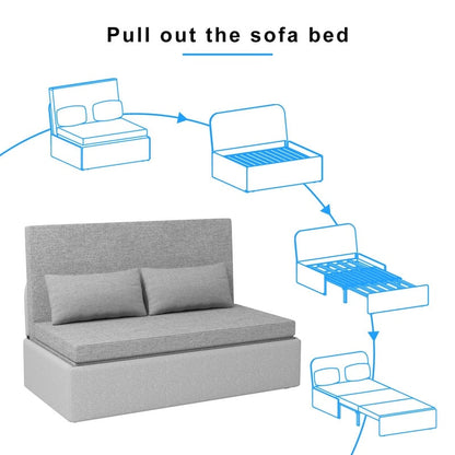 Canapé-lit convertible 2 en 1 Mixoy Linen, canapé-lit gigogne simple/queen avec matelas et coussins