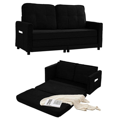 Canapé-lit futon convertible 3 en 1 Mixoy, canapé-lit capitonné pliable avec poches latérales