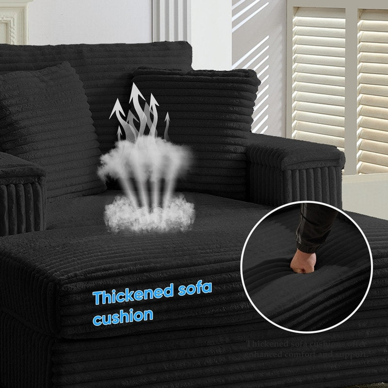 Chaise longue en velours côtelé Mixoy 42'' avec pouf de rangement et accoudoirs, fauteuil inclinable rembourré