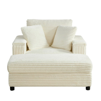 Chaise longue en velours côtelé Mixoy 42'' avec pouf de rangement et accoudoirs, fauteuil inclinable rembourré