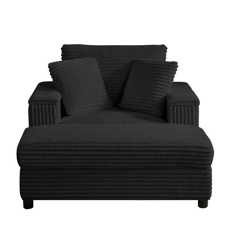 Chaise longue en velours côtelé Mixoy 42'' avec pouf de rangement et accoudoirs, fauteuil inclinable rembourré