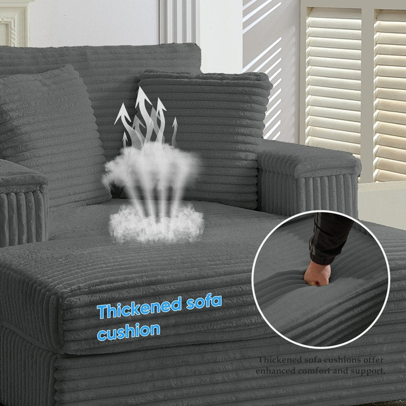 Chaise longue en velours côtelé Mixoy 42'' avec pouf de rangement et accoudoirs, fauteuil inclinable rembourré