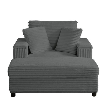 Chaise longue en velours côtelé Mixoy 42'' avec pouf de rangement et accoudoirs, fauteuil inclinable rembourré