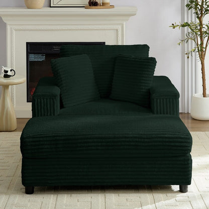 Chaise longue en velours côtelé Mixoy 42'' avec pouf de rangement et accoudoirs, fauteuil inclinable rembourré