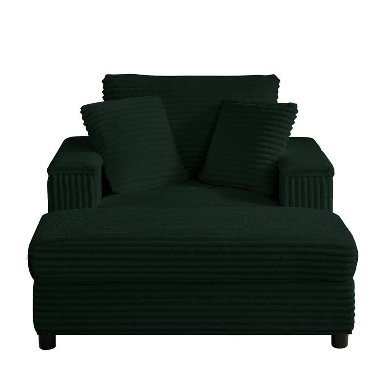 Chaise longue en velours côtelé Mixoy 42'' avec pouf de rangement et accoudoirs, fauteuil inclinable rembourré