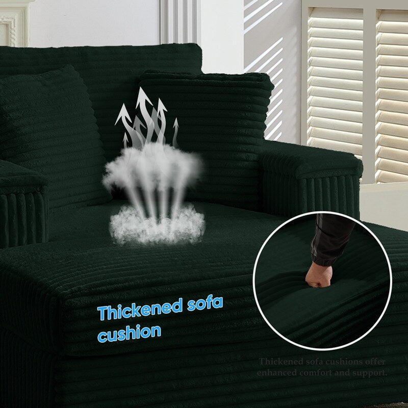 Chaise longue en velours côtelé Mixoy 42'' avec pouf de rangement et accoudoirs, fauteuil inclinable rembourré