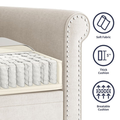 Canapé 3 places Mixoy W76'' en lin doux moderne avec motif rivet pour salon