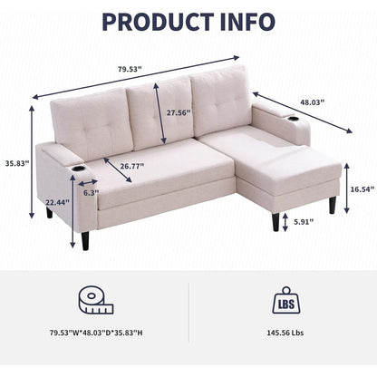 Canapé-lit sectionnel gigogne Mixoy, canapé convertible avec rangement, porte-gobelets, canapé-lit réversible
