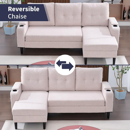 Canapé-lit sectionnel gigogne Mixoy, canapé convertible avec rangement, porte-gobelets, canapé-lit réversible