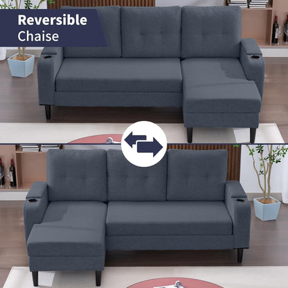 Canapé-lit sectionnel gigogne Mixoy, canapé convertible avec rangement, porte-gobelets, canapé-lit réversible