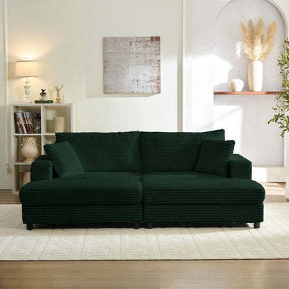 Chaise longue Mixoy 85'' en velours côtelé avec pouf de rangement et accoudoirs, fauteuil inclinable rembourré 2 places pour l'intérieur