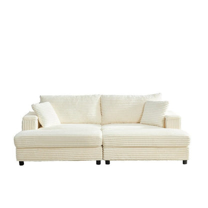 Chaise longue Mixoy 85'' en velours côtelé avec pouf de rangement et accoudoirs, fauteuil inclinable rembourré 2 places pour l'intérieur