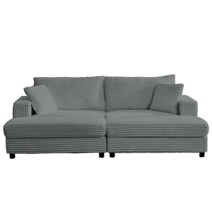 Chaise longue Mixoy 85'' en velours côtelé avec pouf de rangement et accoudoirs, fauteuil inclinable rembourré 2 places pour l'intérieur