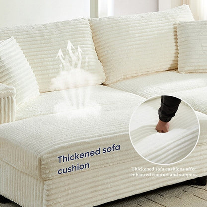 Chaise longue Mixoy 85'' en velours côtelé avec pouf de rangement et accoudoirs, fauteuil inclinable rembourré 2 places pour l'intérieur